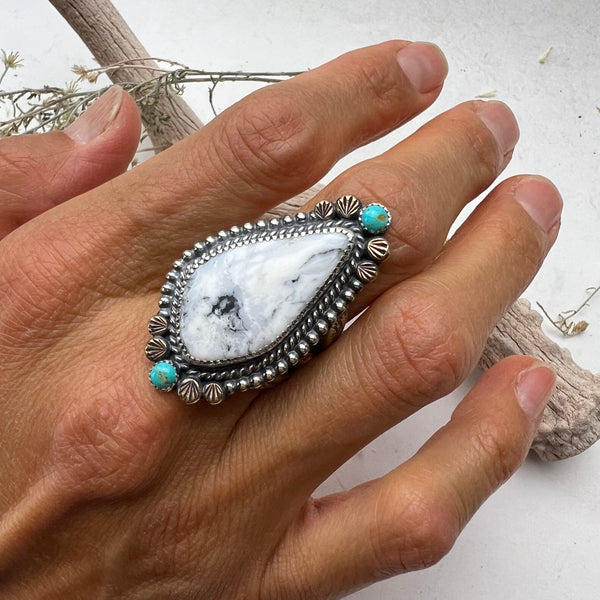 White Buffalo and Turquoise Ring