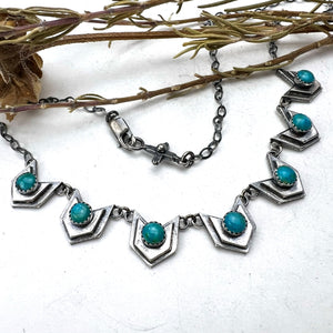 Linked Turquoise Chevron Necklace