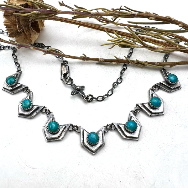 Linked Turquoise Chevron Necklace