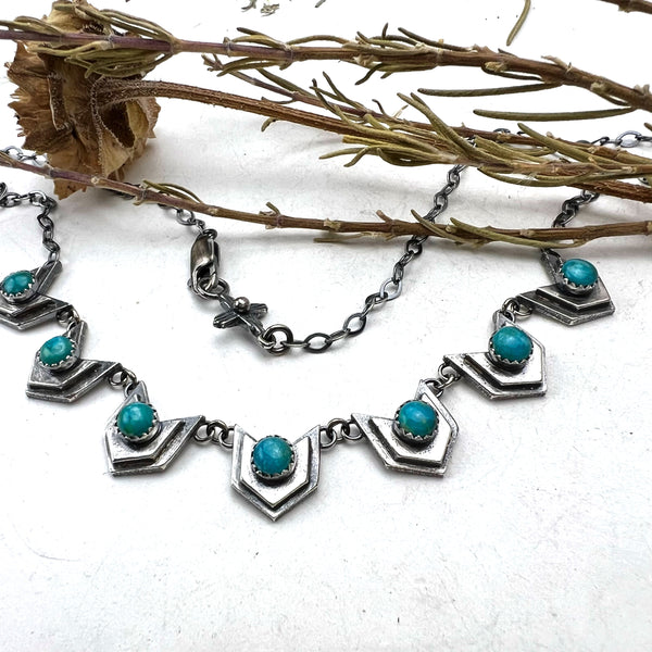 Linked Turquoise Chevron Necklace