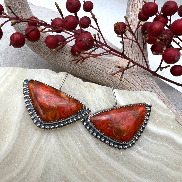 Coral Crescent Earrings