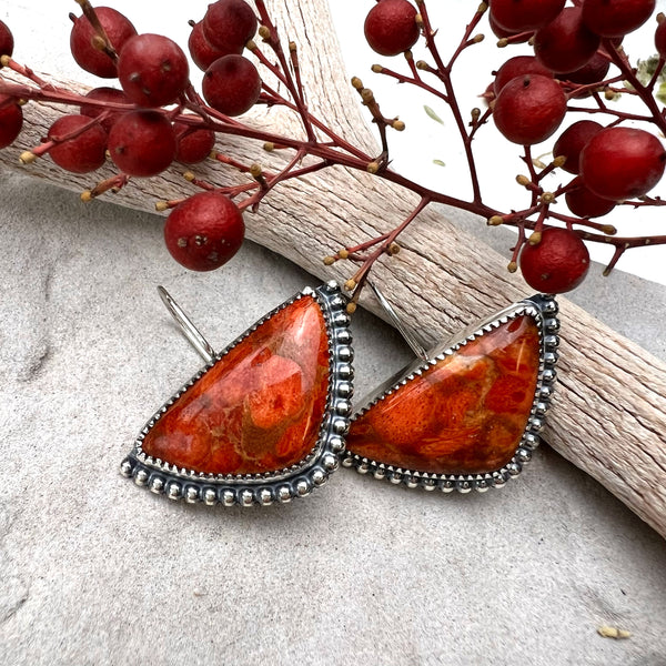 Coral Crescent Earrings