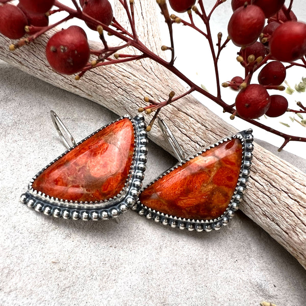 Coral Crescent Earrings