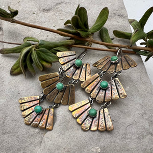 Bronze Triple Feather Earrings