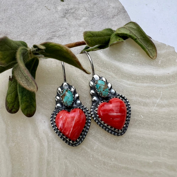 Spiny Oyster Heart Earrings