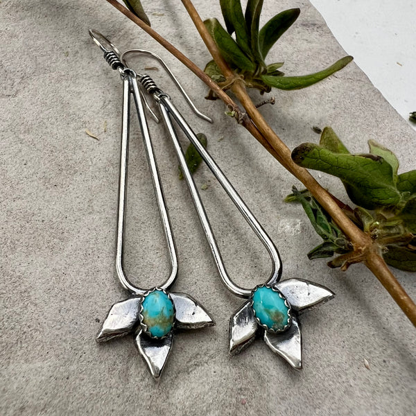 Turquoise Agave Teardrop Hoops