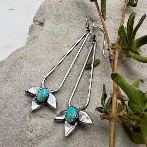 Turquoise Agave Teardrop Hoops