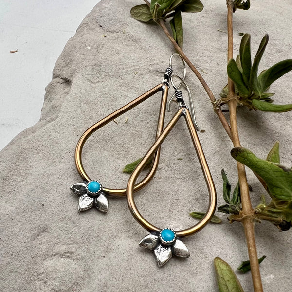 Bronze Agave Teardrop Hoops